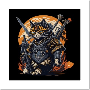 Samurai cat hip hop Posters and Art